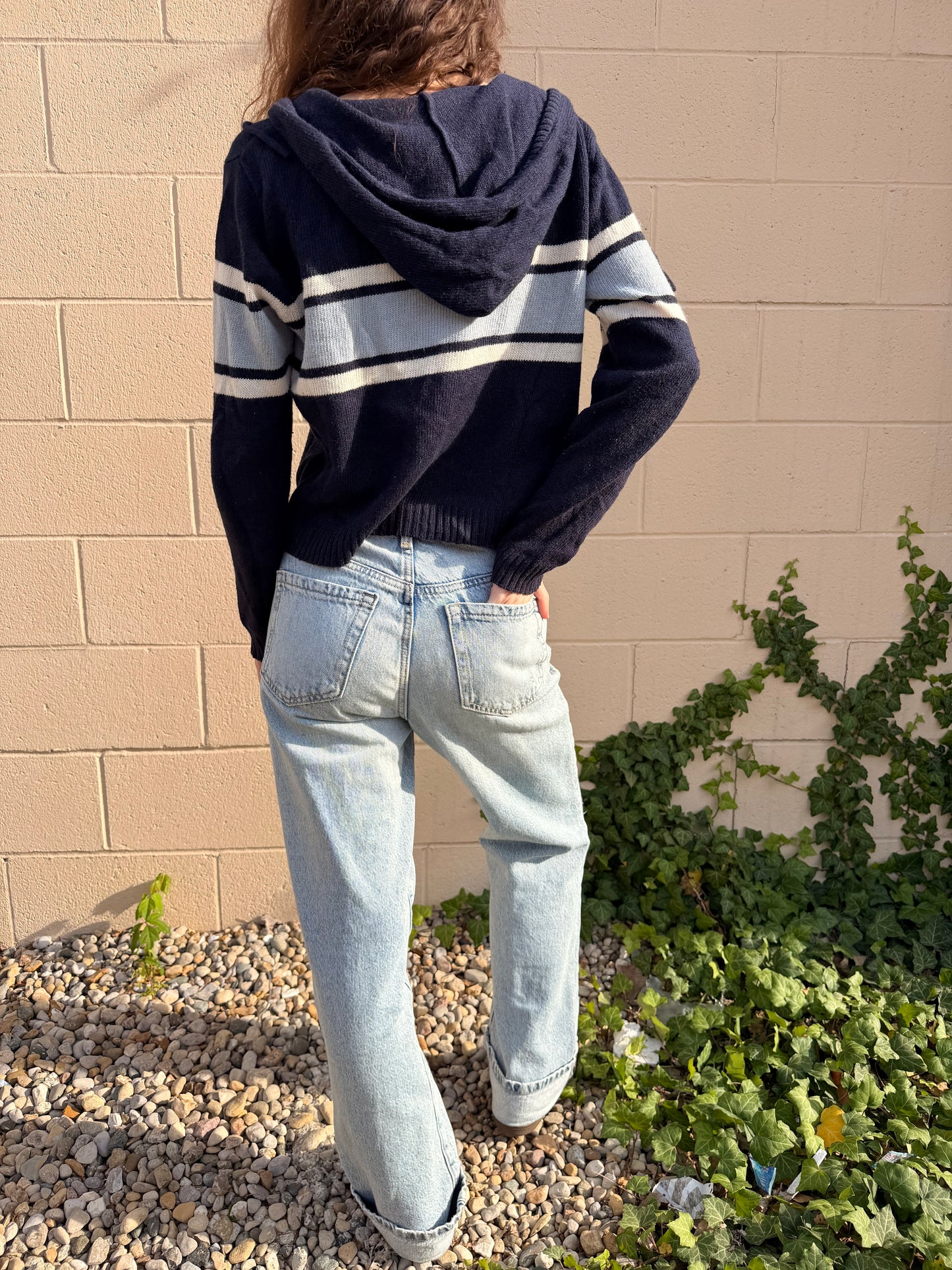 Y2K KNIT BLUE ZIP UP
