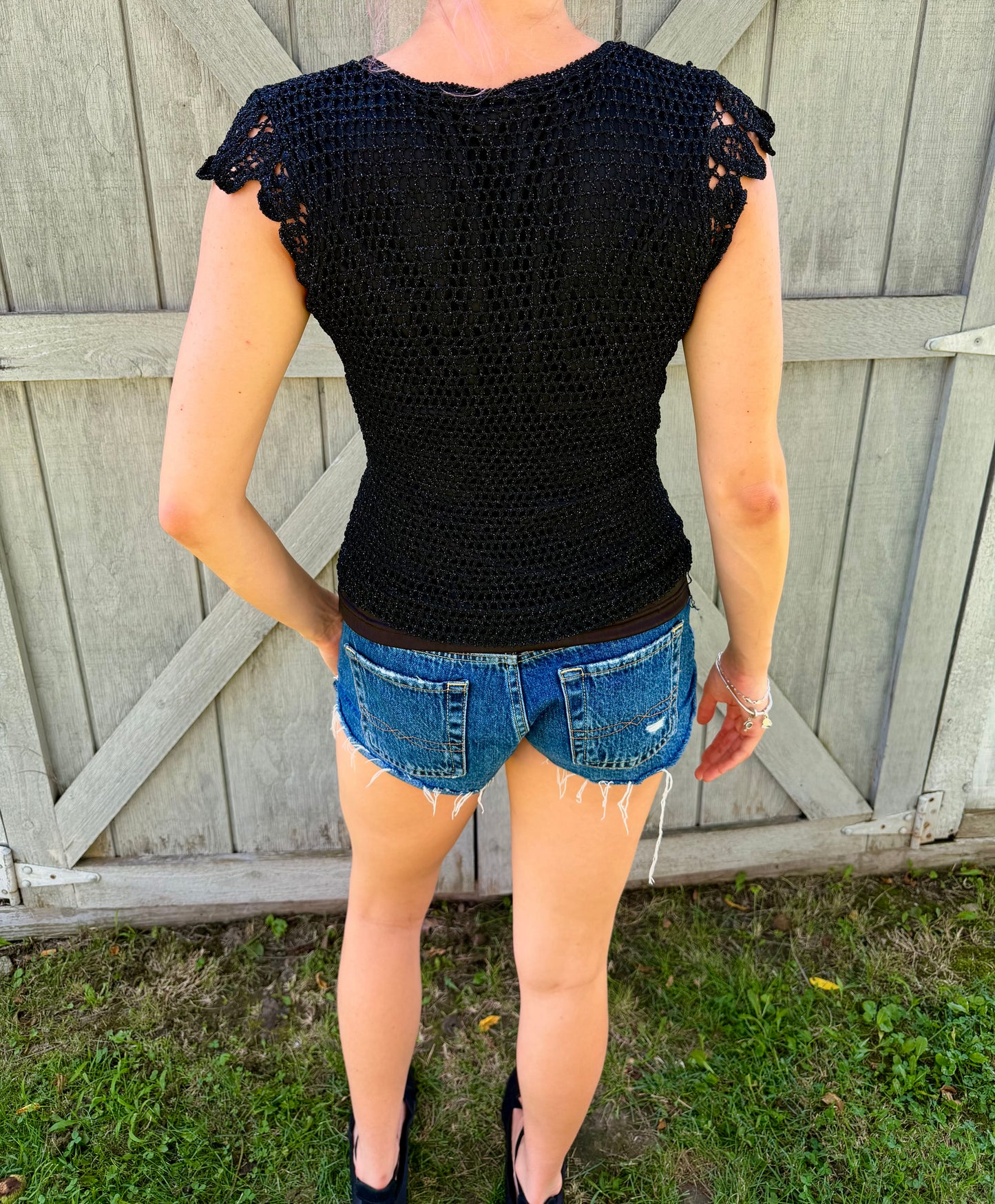 90S BLACK LACE TOP