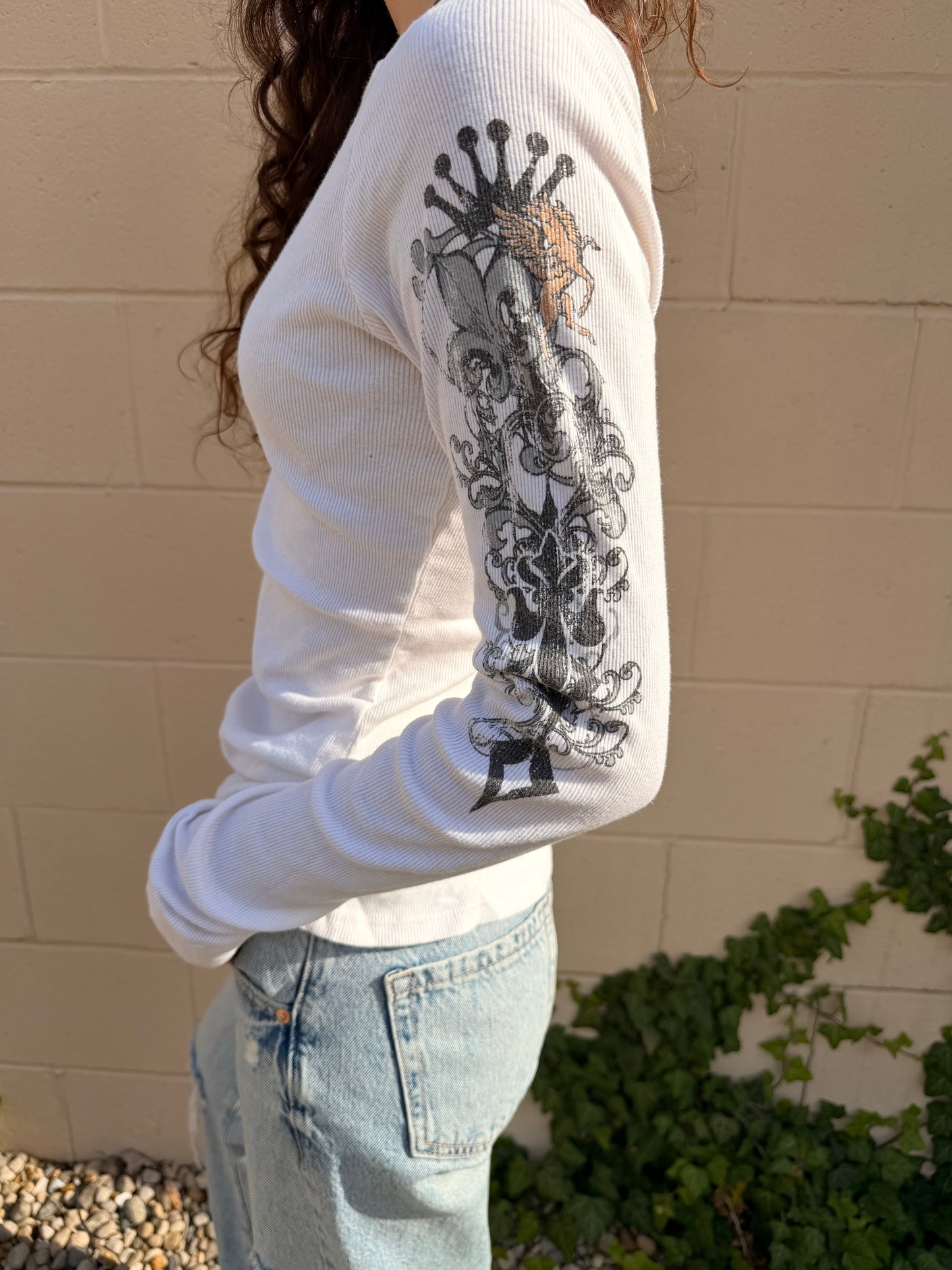 Y2K WHITE AFFLICTION LONG SLEEVE