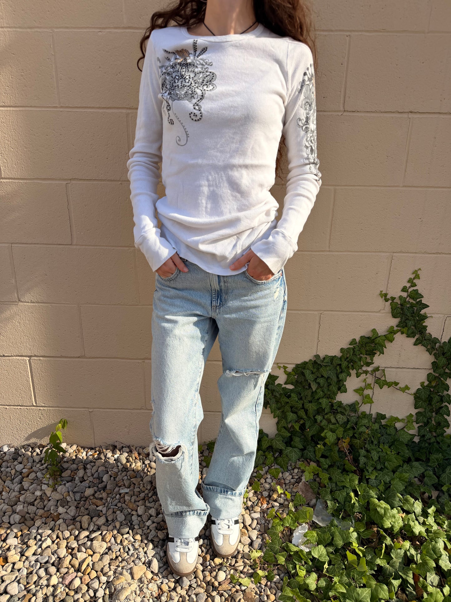 Y2K WHITE AFFLICTION LONG SLEEVE