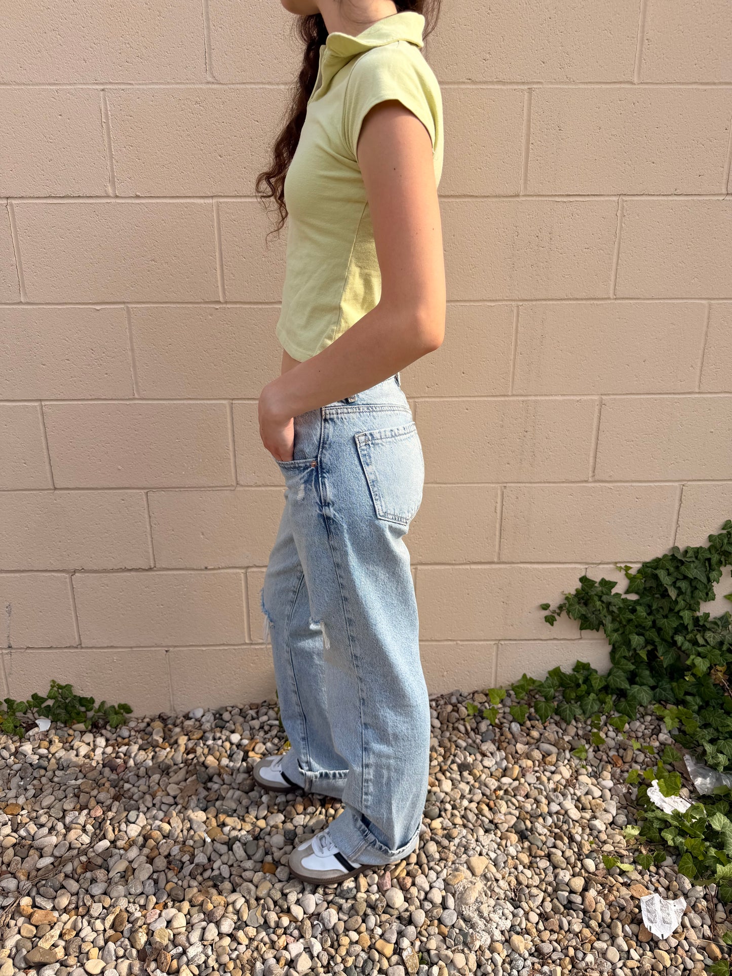 Y2K YELLOW POLO TOP