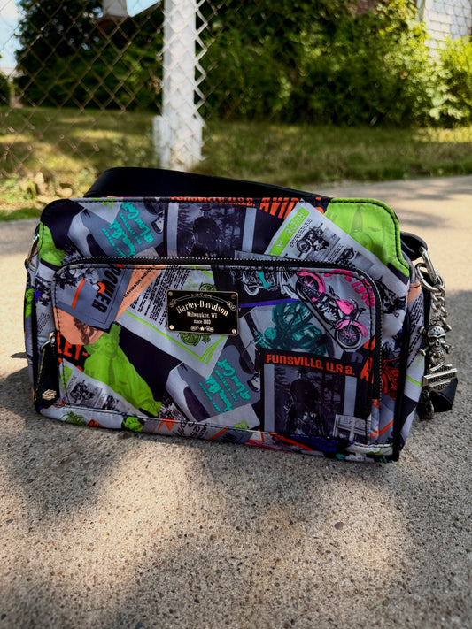 Harley Davidson Yesterdays News Print Purse