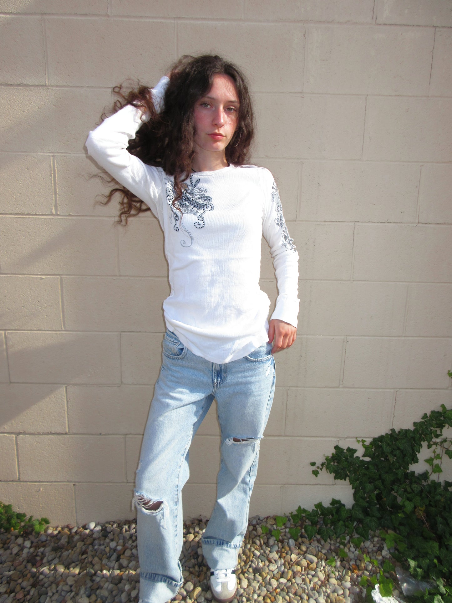 Y2K WHITE AFFLICTION LONG SLEEVE