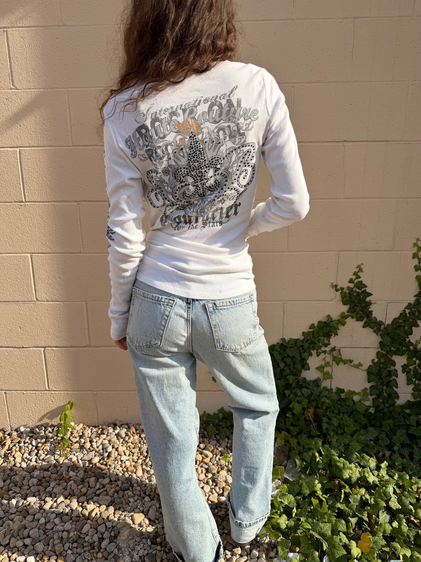 Y2K WHITE AFFLICTION LONG SLEEVE