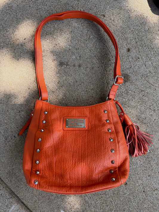 HARLEY DAVIDSON ORANGE LEATHER PURSE