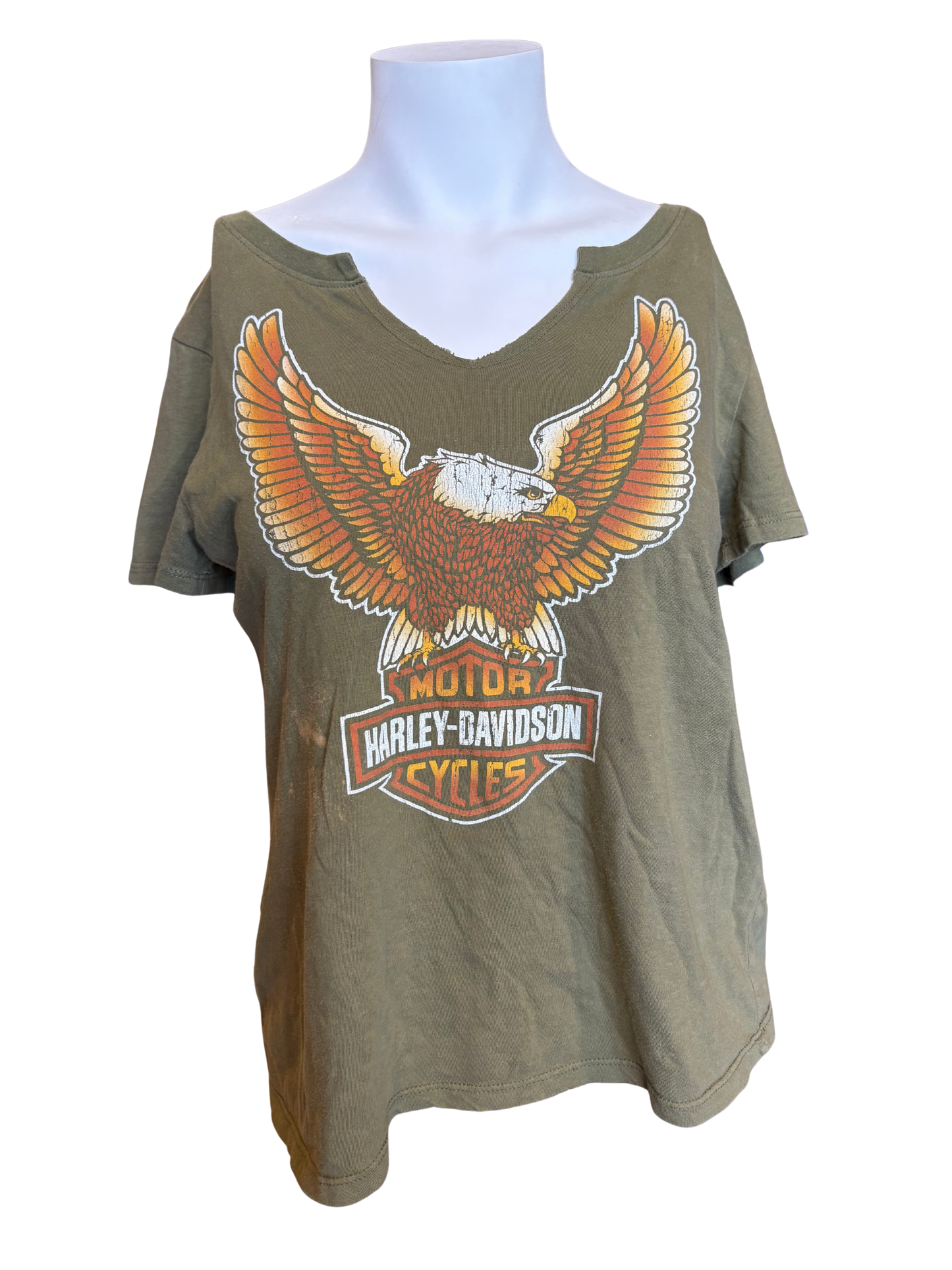 Y2K Harley Davidson V-Neck Cut Off T-shirt