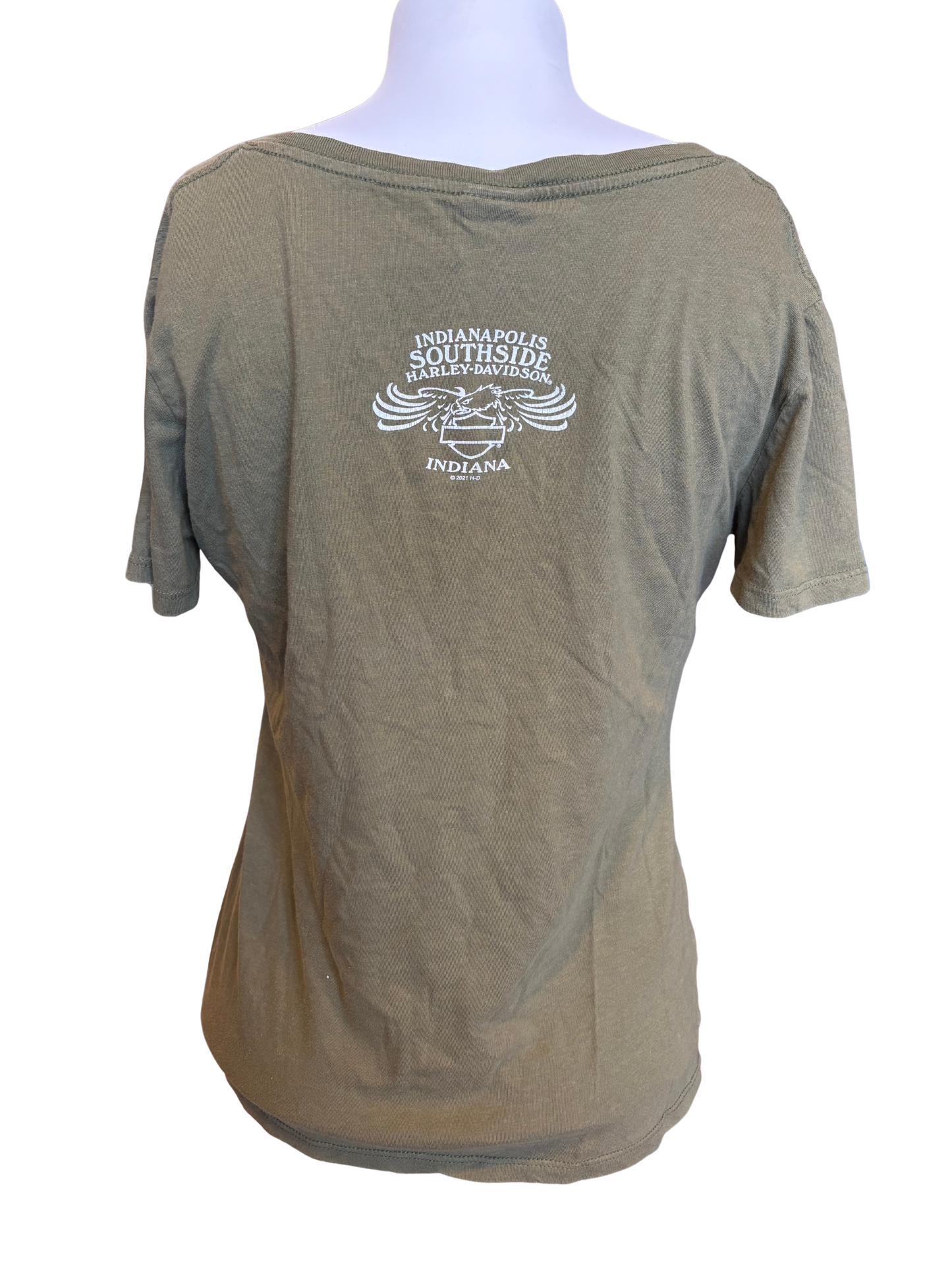 Y2K Harley Davidson V-Neck Cut Off T-shirt