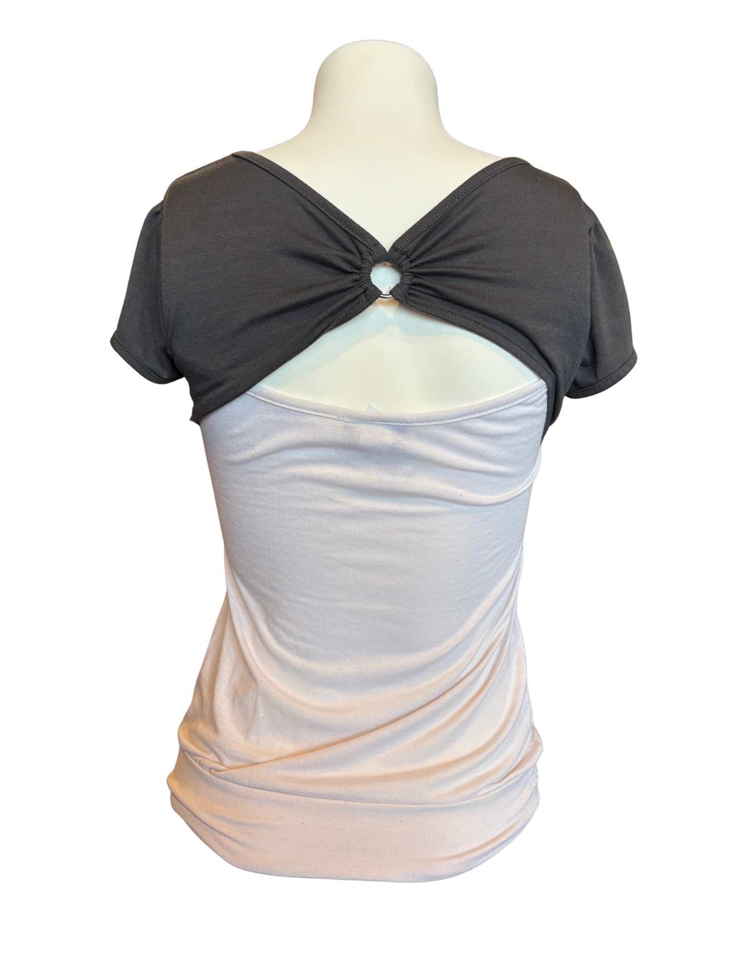 Y2K Floral Print Top With Built In Shrug