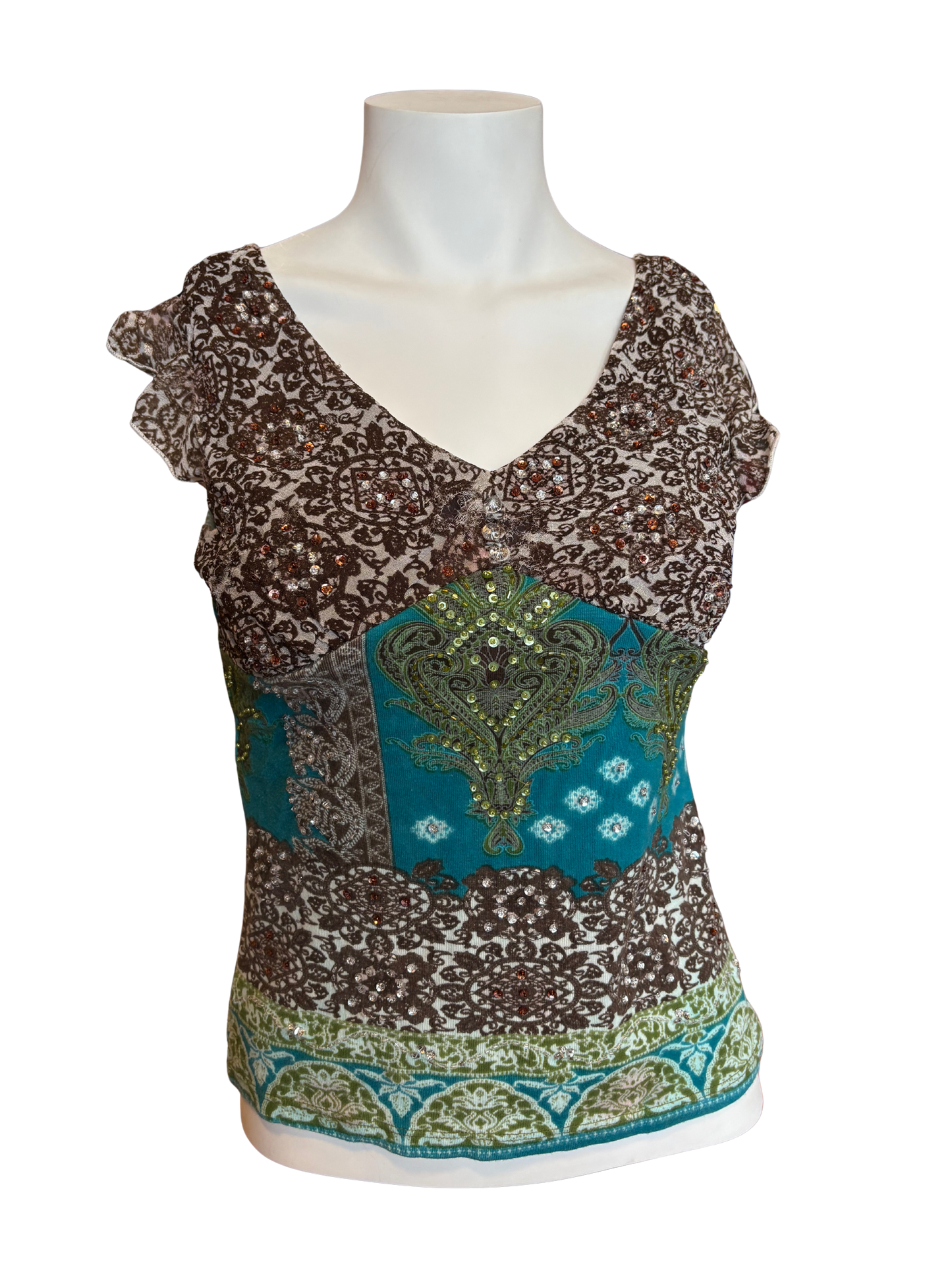 Y2K Forbidden Brown Boho Fitted Top