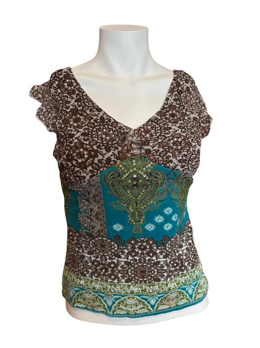 Y2K Forbidden Brown Boho Fitted Top