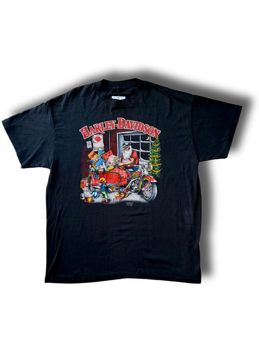 1990 3D Emblem Santa Claus Harley Davidson T-Shirt